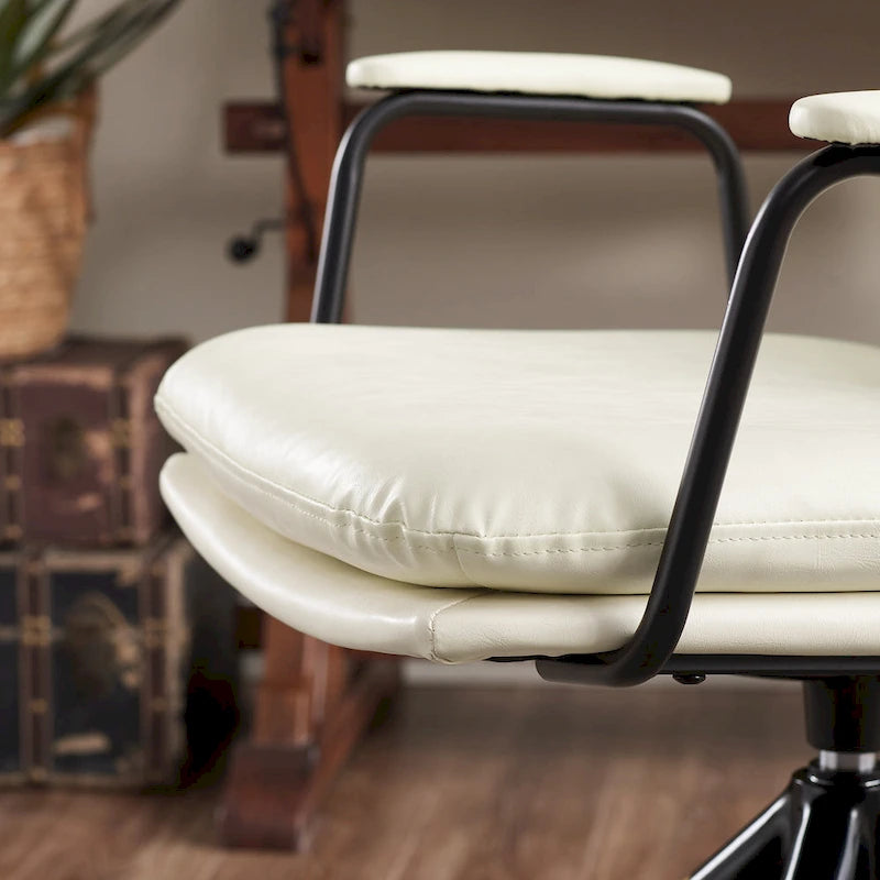 Faux Leather Swivel Accent Arm Chair