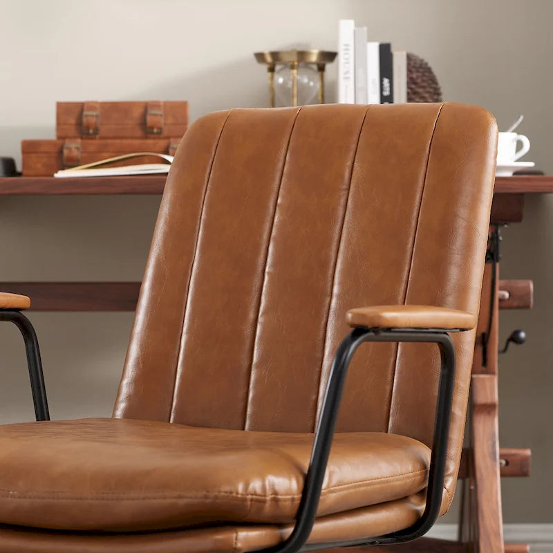 Faux Leather Swivel Accent Arm Chair