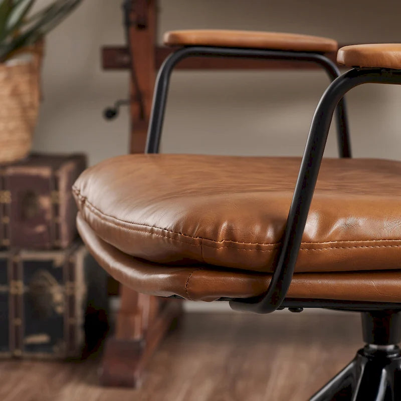 Faux Leather Swivel Accent Arm Chair