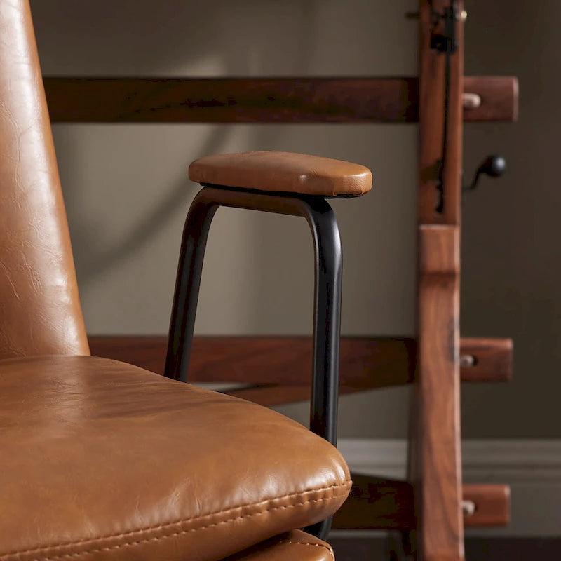 Faux Leather Swivel Accent Arm Chair