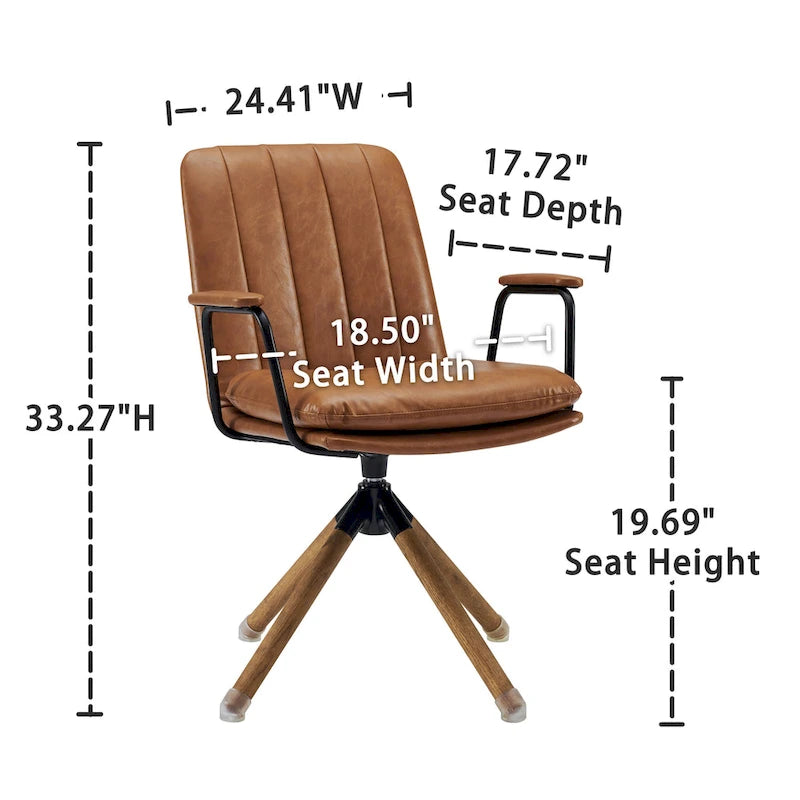 Faux Leather Swivel Accent Arm Chair