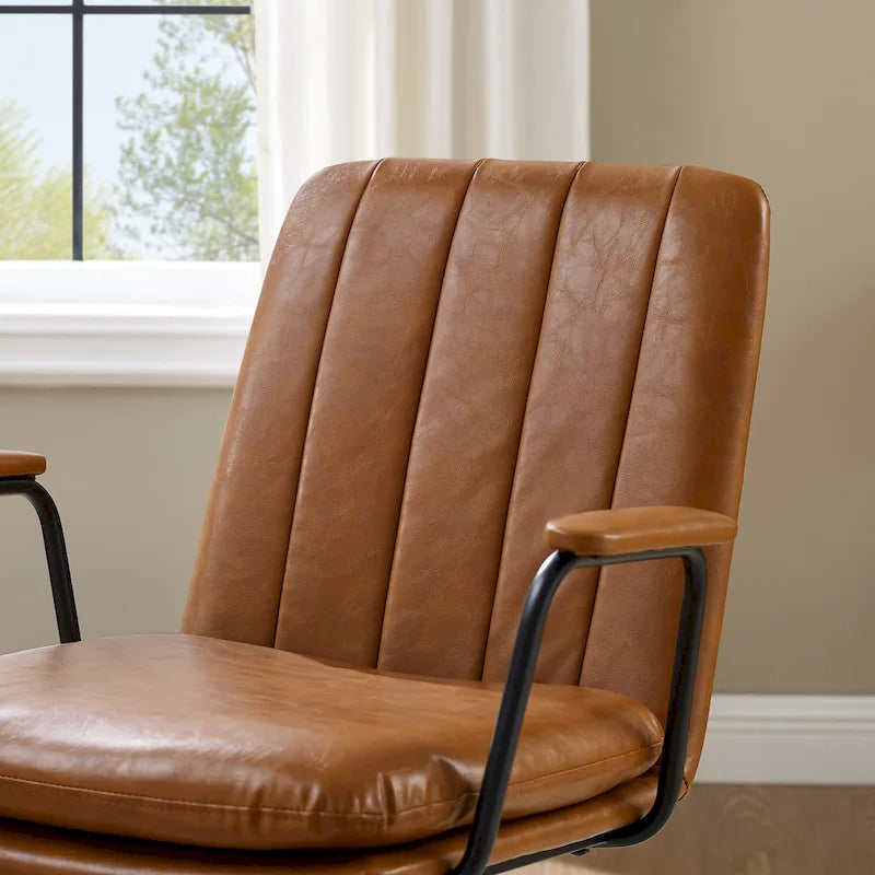 Faux Leather Swivel Accent Arm Chair