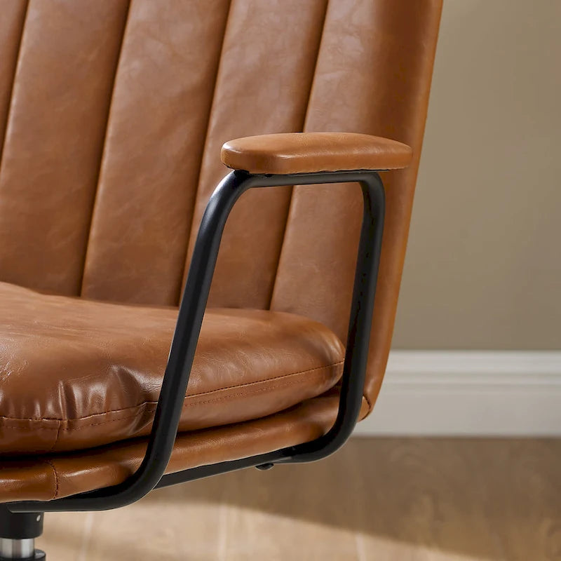 Faux Leather Swivel Accent Arm Chair