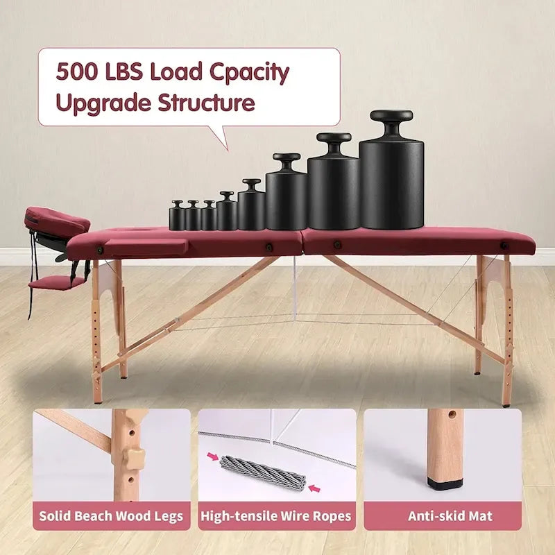 Massage Table 84 Inches Long Portable with Carry Case Table