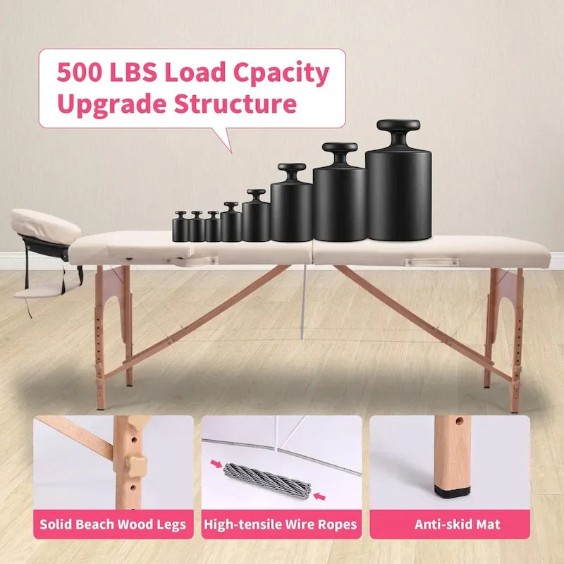 Massage Table 84 Inches Long Portable with Carry Case Table