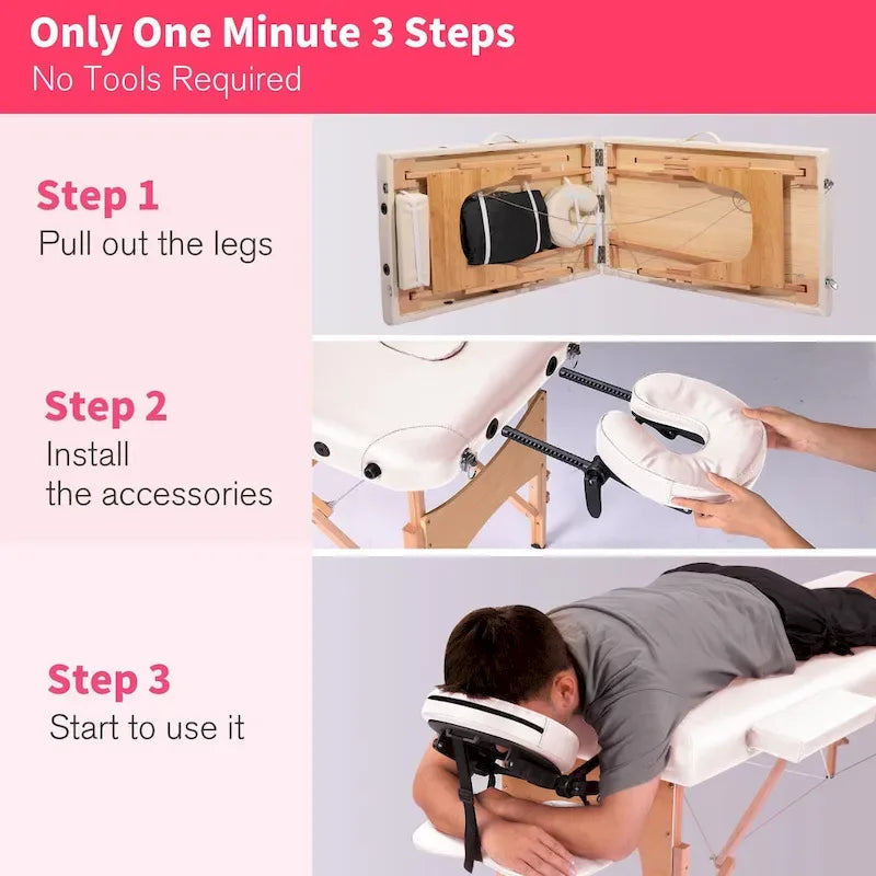 Massage Table 84 Inches Long Portable with Carry Case Table
