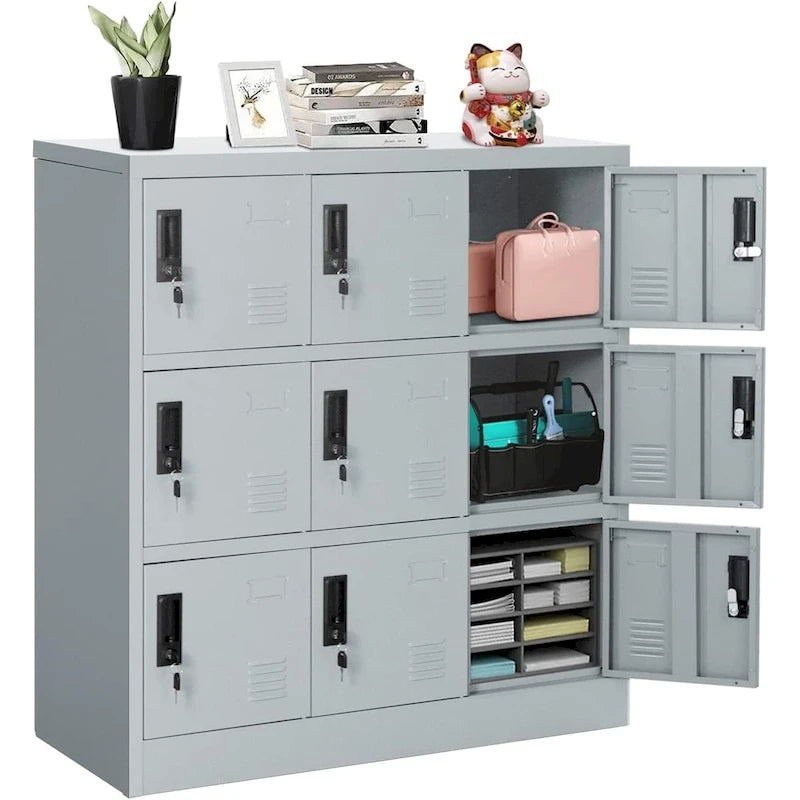 9 Doors Metal Lockers Storage Cabinet for School Office Gym