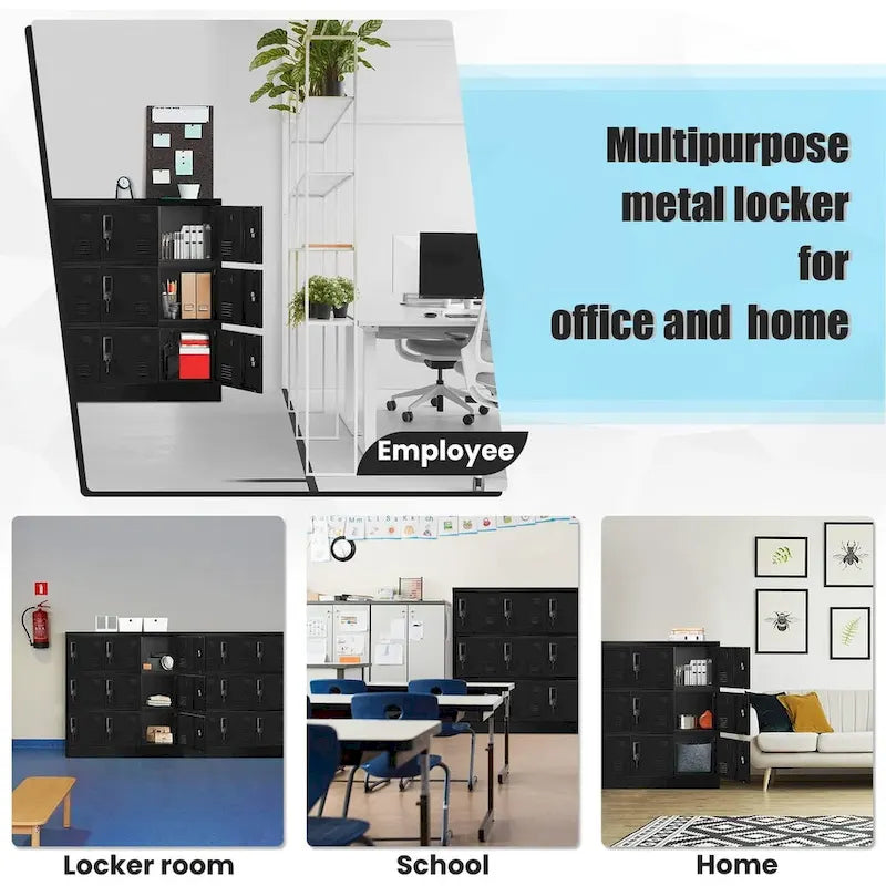 9 Doors Metal Lockers Storage Cabinet for School Office Gym