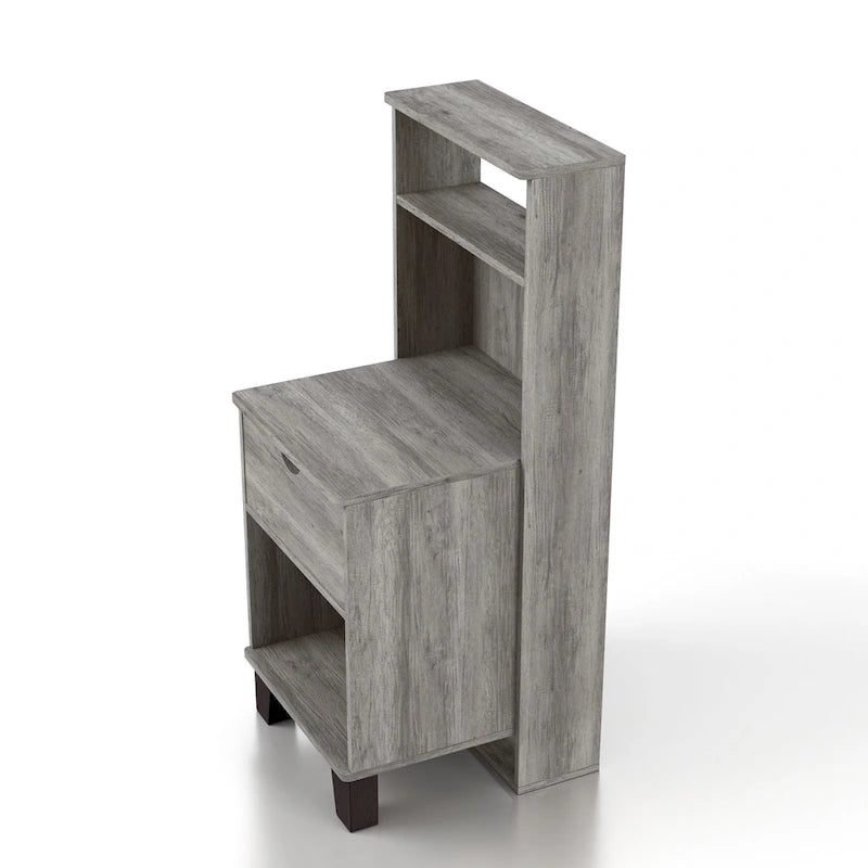 Transitional Compact 3-Shelf Single-Drawer Nightstand by Denhour