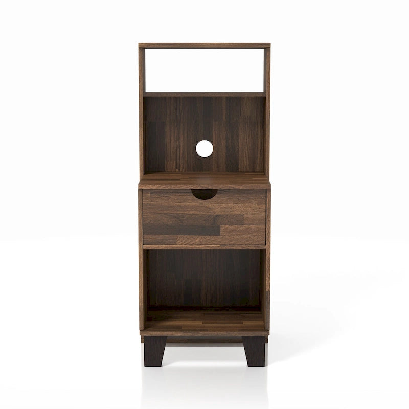 Transitional Compact 3-Shelf Single-Drawer Nightstand by Denhour