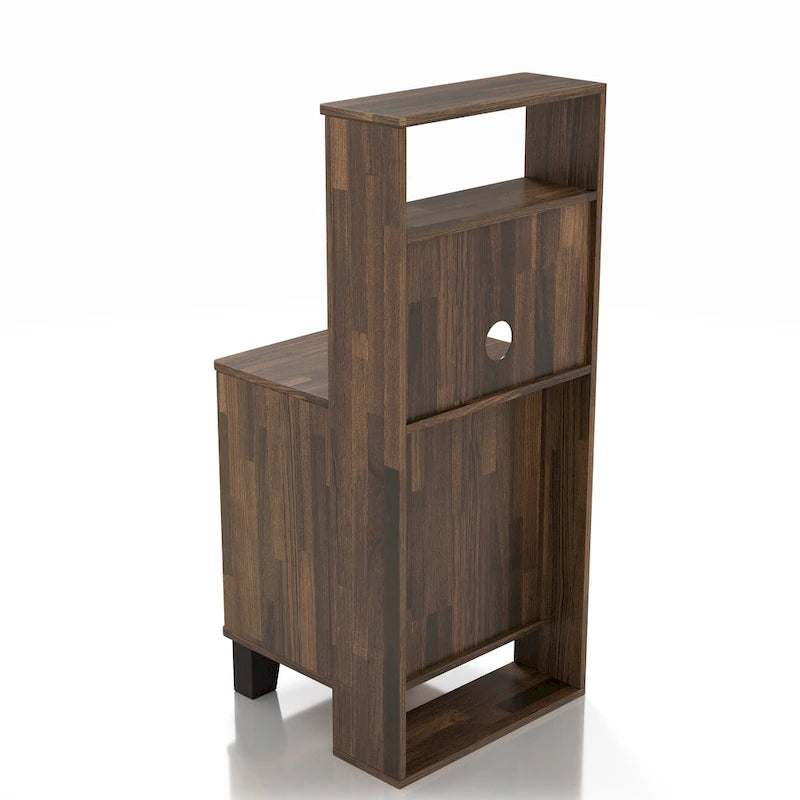 Transitional Compact 3-Shelf Single-Drawer Nightstand by Denhour