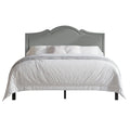 Elegant Linen Nailhead Upholstered Platform Bed
