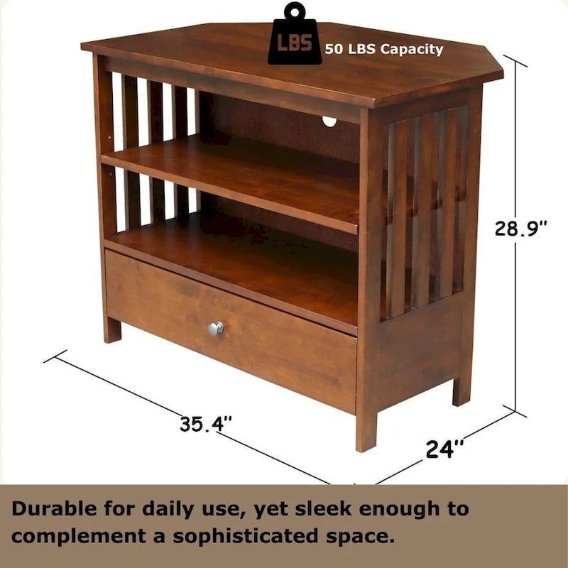 Solid Hardwood Corner TV Stand