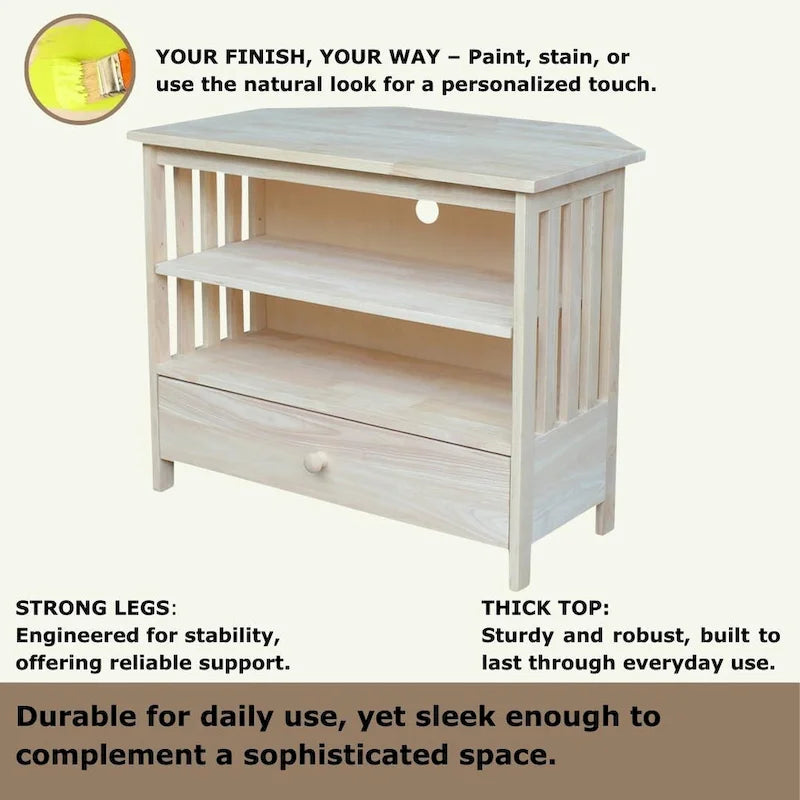 Solid Hardwood Corner TV Stand