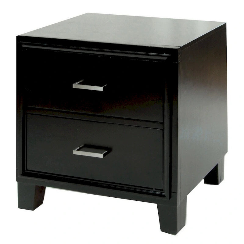 Kema Contemporary Espresso Solid Wood 2-Drawer Nightstand by Furniture of America