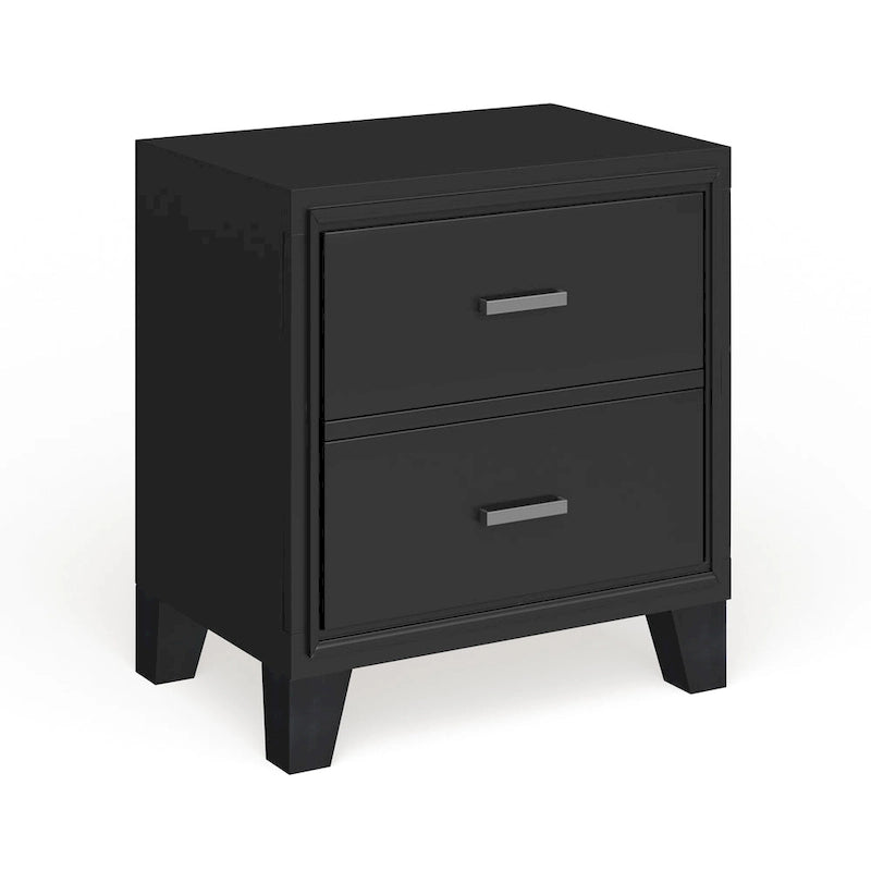Contemporary Espresso Solid Wood 2-Drawer Nightstand