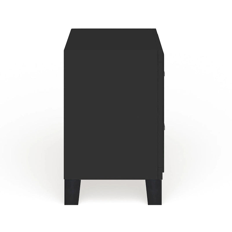 Contemporary Espresso Solid Wood 2-Drawer Nightstand