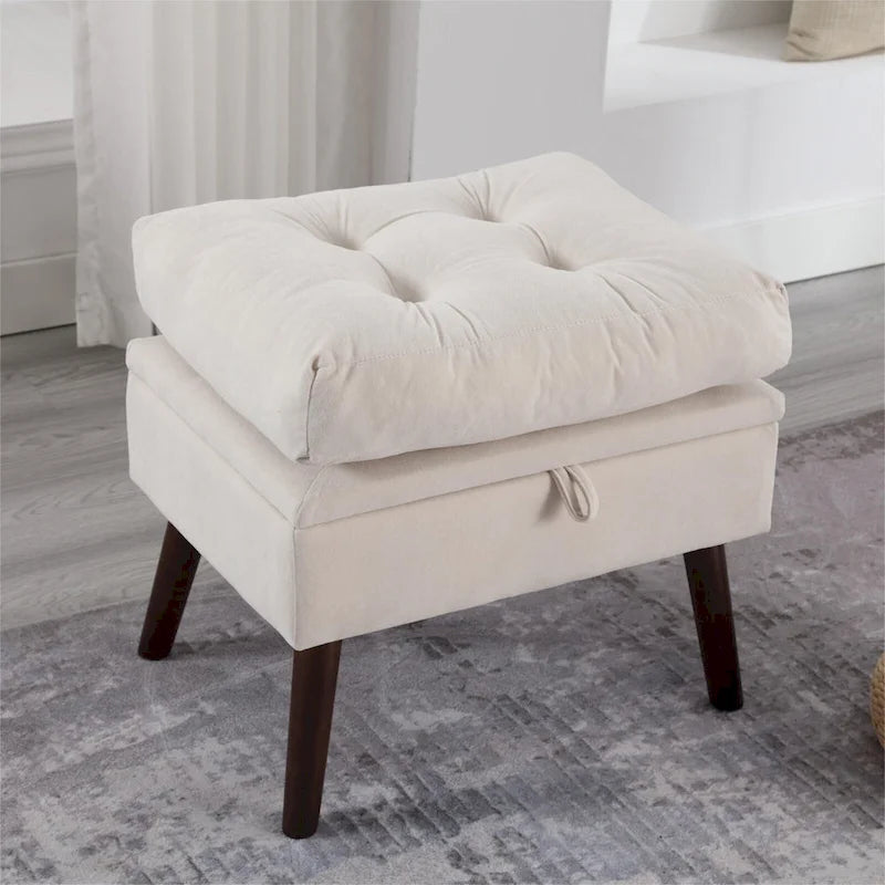 Upholstered Chaise Lounge Chair with Adjustable Backrest Storage Ottoman