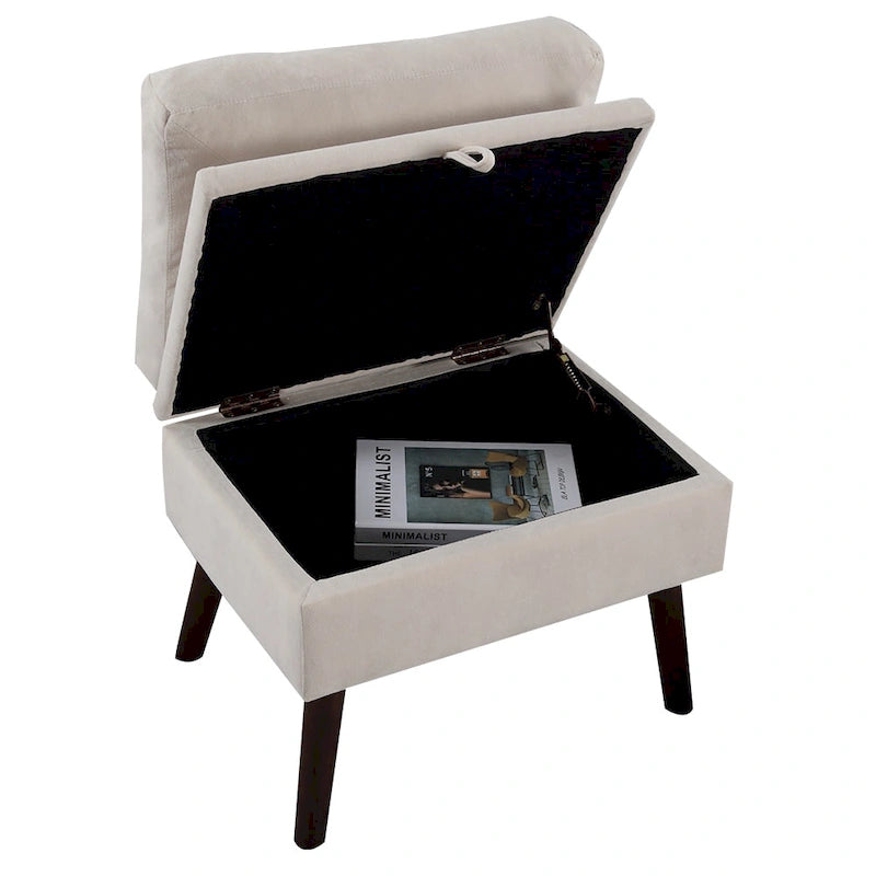 Upholstered Chaise Lounge Chair with Adjustable Backrest Storage Ottoman
