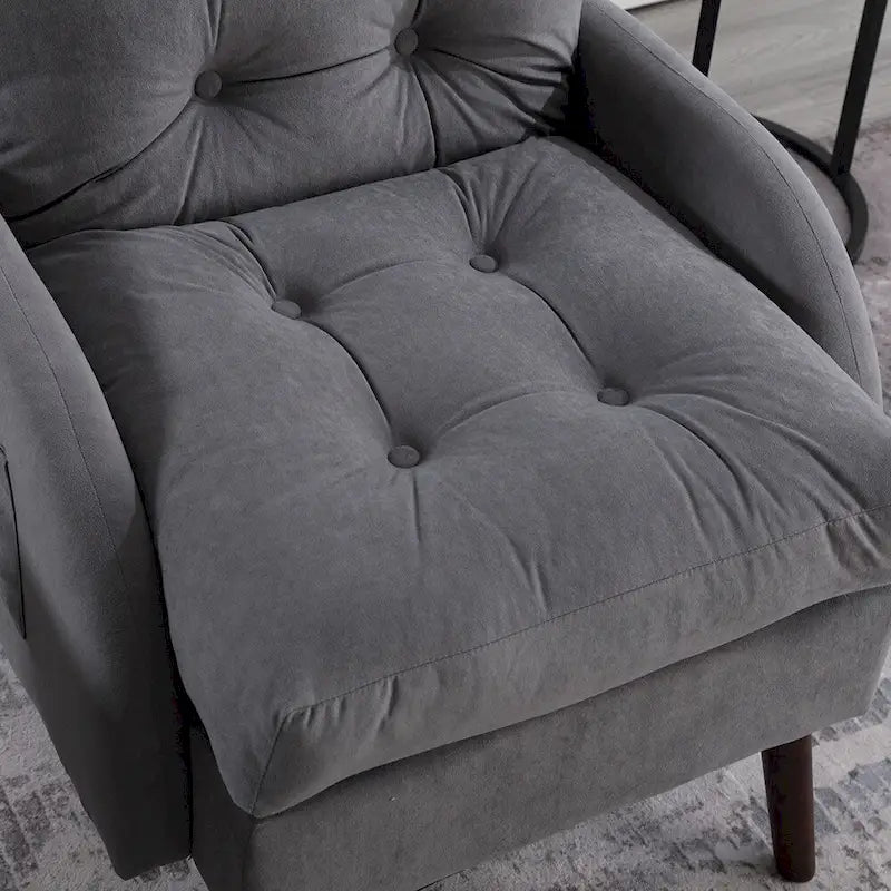 Upholstered Chaise Lounge Chair with Adjustable Backrest Storage Ottoman