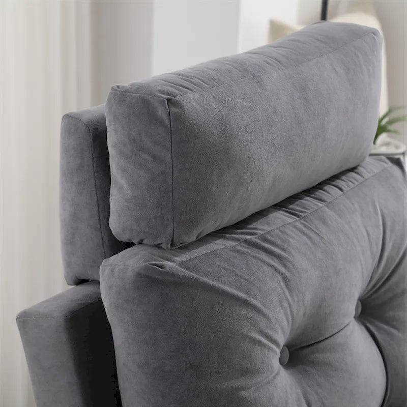 Upholstered Chaise Lounge Chair with Adjustable Backrest Storage Ottoman