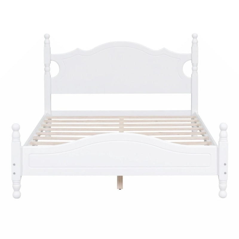 Full Size Wood Platform Bed Frame,Retro Style Platform Bed with Wooden Slat Support