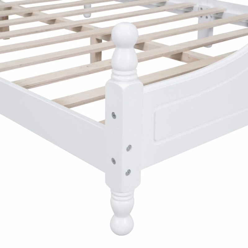 Full Size Wood Platform Bed Frame,Retro Style Platform Bed with Wooden Slat Support