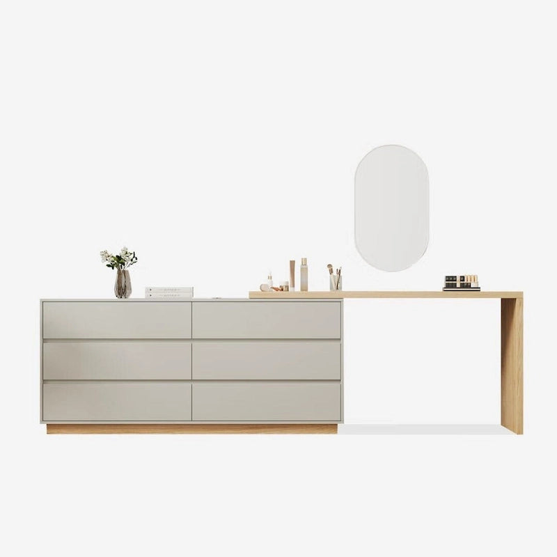 White Corner L-Shaped Dressing Table with 6 Drawers Perfect for Bedrooms or Study Rooms