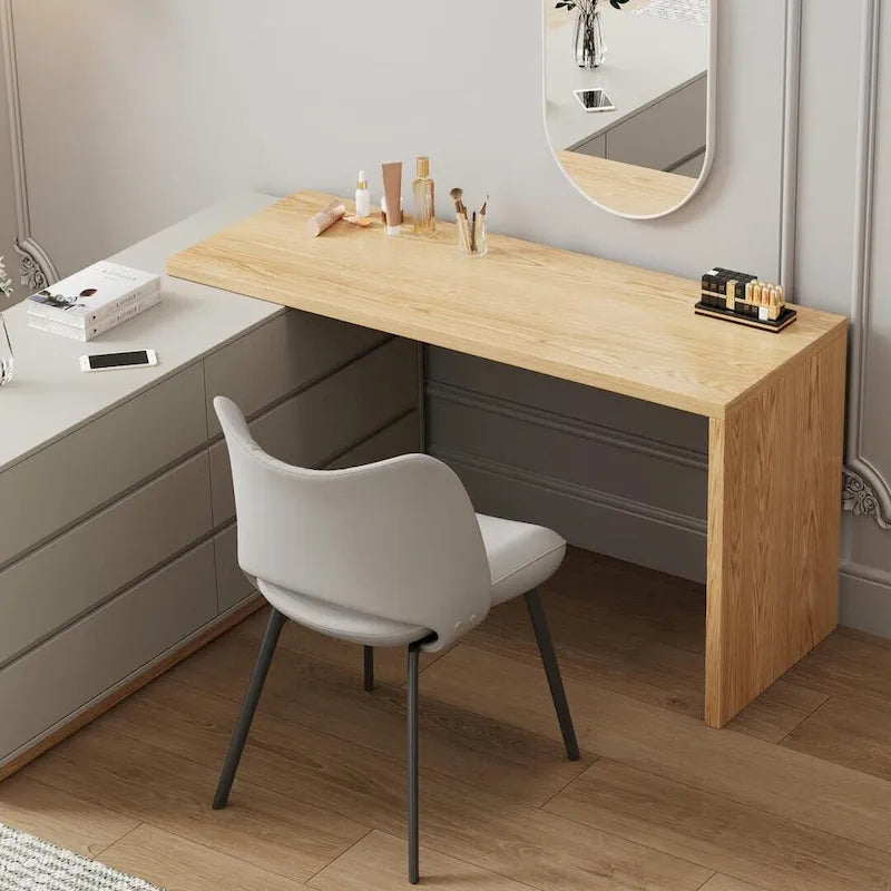Toeletta angolare bianca a L con 6 cassetti, perfetta per camere da letto o studi