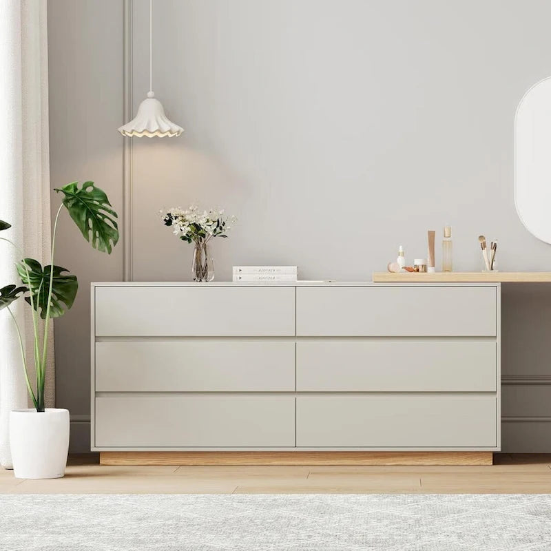 Toeletta angolare bianca a L con 6 cassetti, perfetta per camere da letto o studi