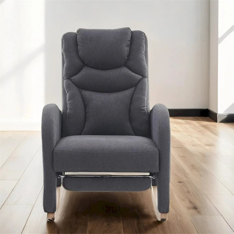 Ergonomic Fabric Nursery Rocking Chair With Adjustable Footrest