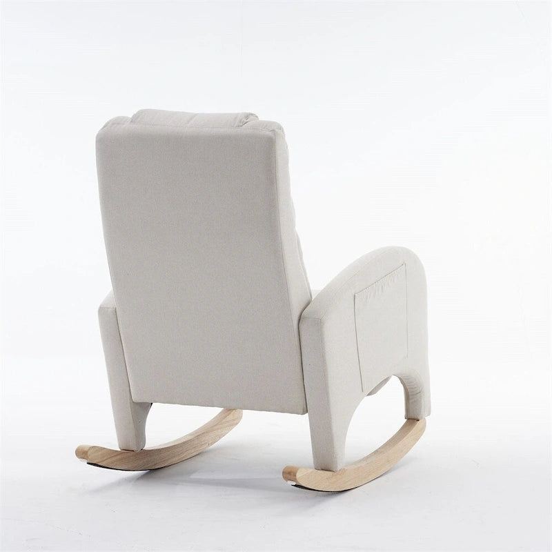 Ergonomic Fabric Nursery Rocking Chair With Adjustable Footrest