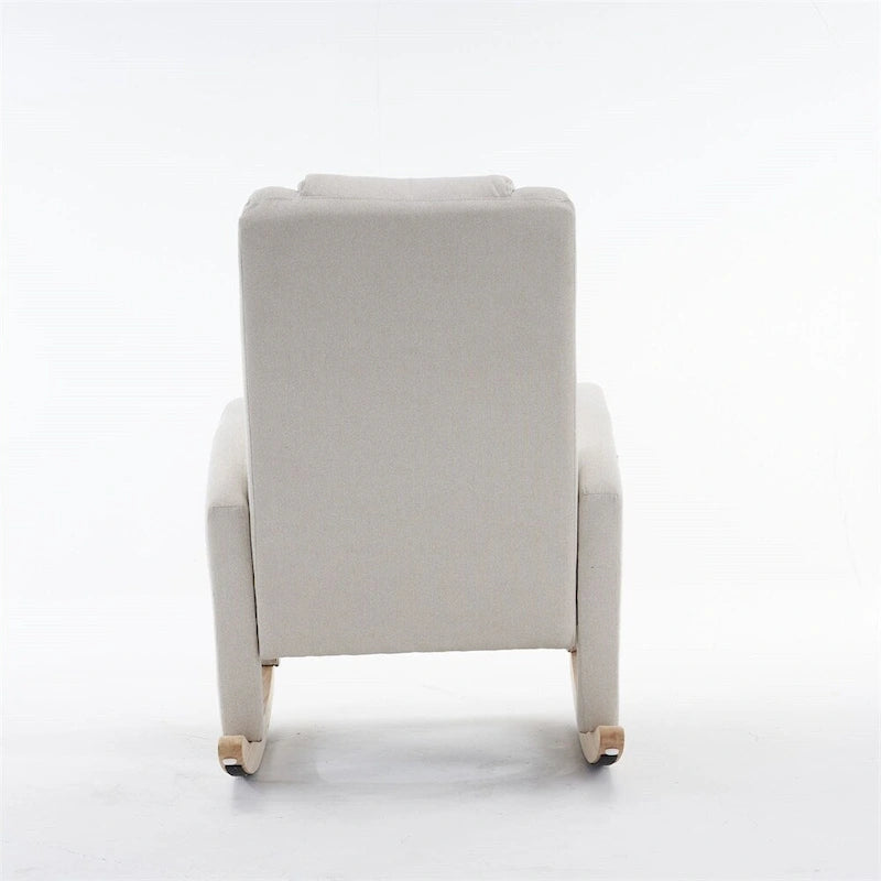 Ergonomic Fabric Nursery Rocking Chair With Adjustable Footrest
