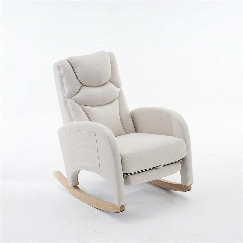 Ergonomic Fabric Nursery Rocking Chair With Adjustable Footrest