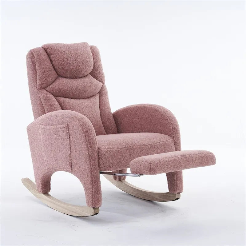 Ergonomic Fabric Nursery Rocking Chair With Adjustable Footrest