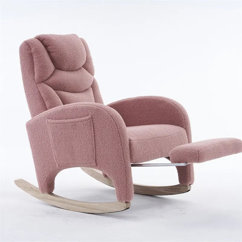 Ergonomic Fabric Nursery Rocking Chair With Adjustable Footrest