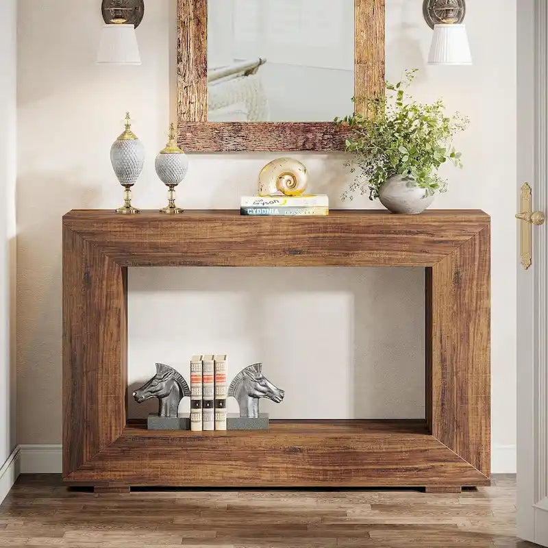 Rustykalny stolik konsolowy za sofę do przedpokoju, korytarza i salonu - 47.24 W x 32.8 H x 11.81 D