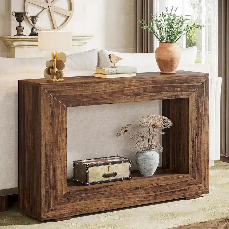 Rustykalny stolik konsolowy za sofę do przedpokoju, korytarza i salonu - 47.24 W x 32.8 H x 11.81 D