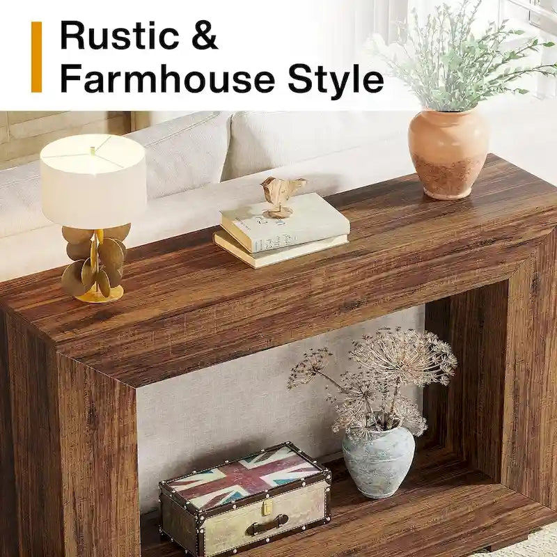 Rustykalny stolik konsolowy za sofę do przedpokoju, korytarza i salonu - 47.24 W x 32.8 H x 11.81 D