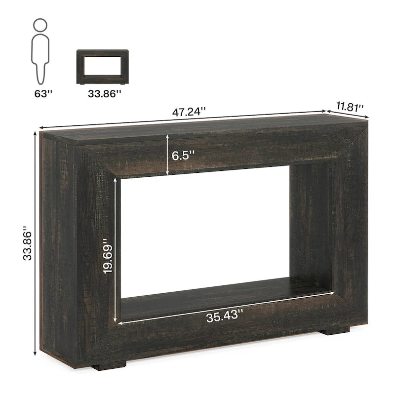 Rustykalny stolik konsolowy za sofę do przedpokoju, korytarza i salonu - 47.24 W x 32.8 H x 11.81 D