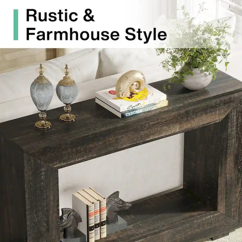 Rustykalny stolik konsolowy za sofę do przedpokoju, korytarza i salonu - 47.24 W x 32.8 H x 11.81 D
