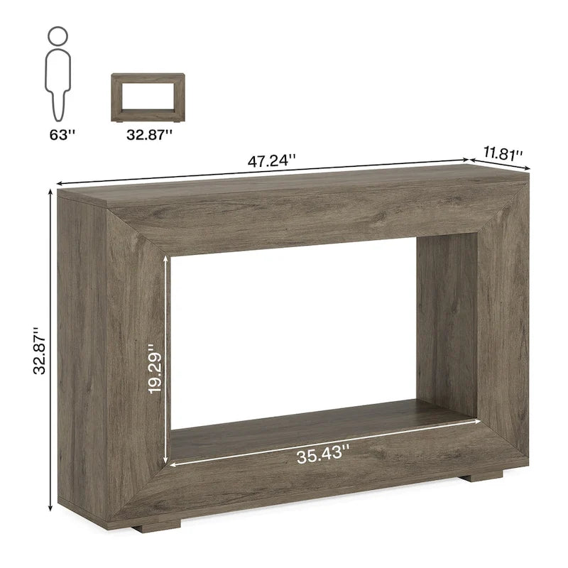 Rustykalny stolik konsolowy za sofę do przedpokoju, korytarza i salonu - 47.24 W x 32.8 H x 11.81 D