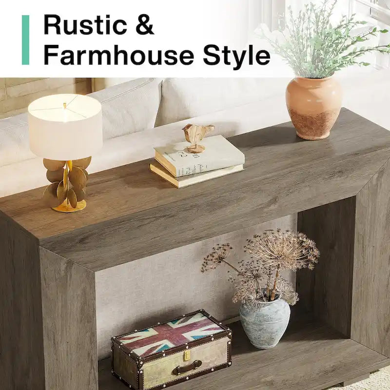 Rustykalny stolik konsolowy za sofę do przedpokoju, korytarza i salonu - 47.24 W x 32.8 H x 11.81 D