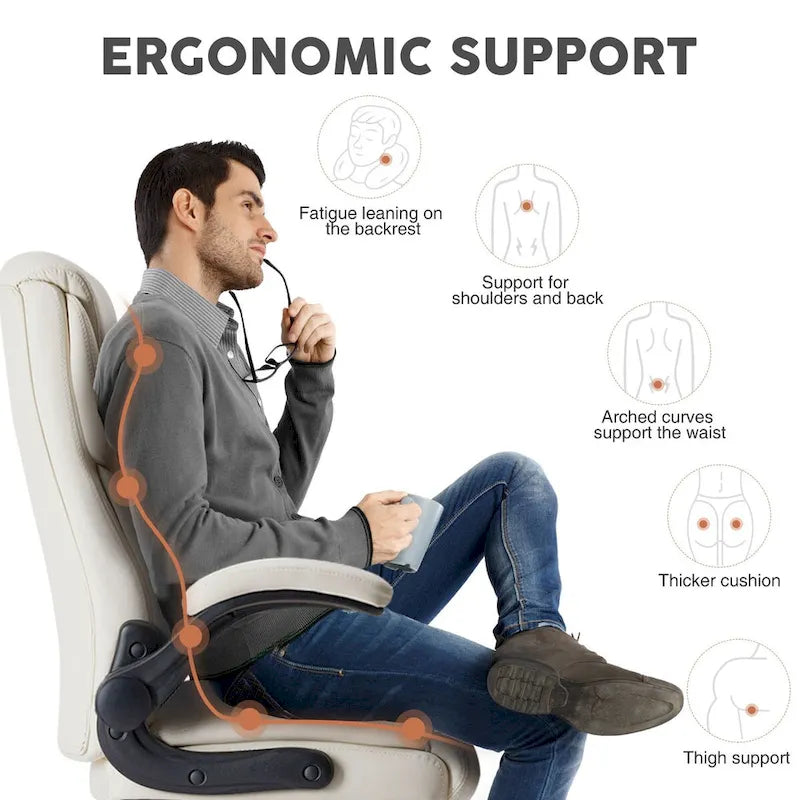 Sedia direzionale da ufficio in similpelle PU, con schienale alto, braccioli ribaltabili, ergonomica e regolabile, per ufficio domestico