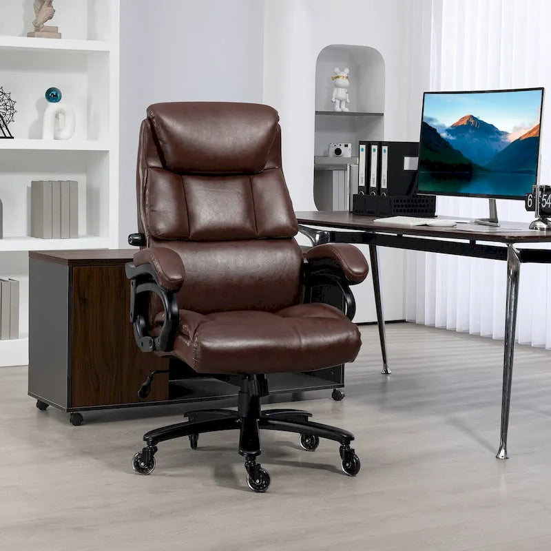 400lbs Big and Tall Executive Office Chair, PU Leather Computer Desk Chair with Adjustable Height