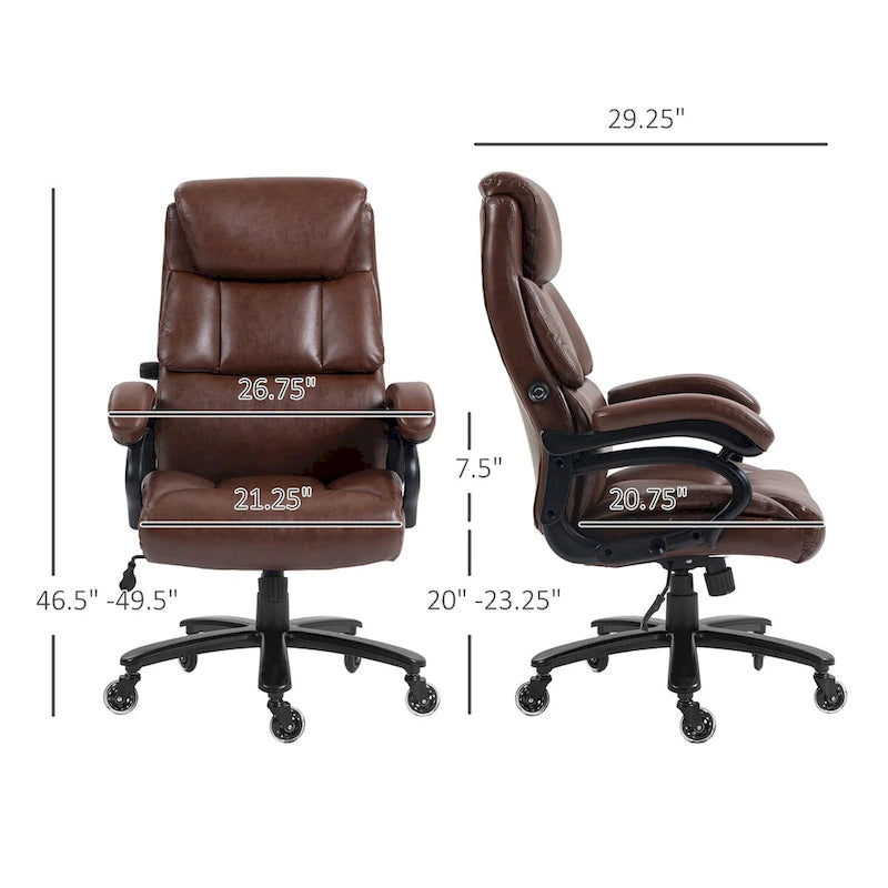 400lbs Big and Tall Executive Office Chair, PU Leather Computer Desk Chair with Adjustable Height