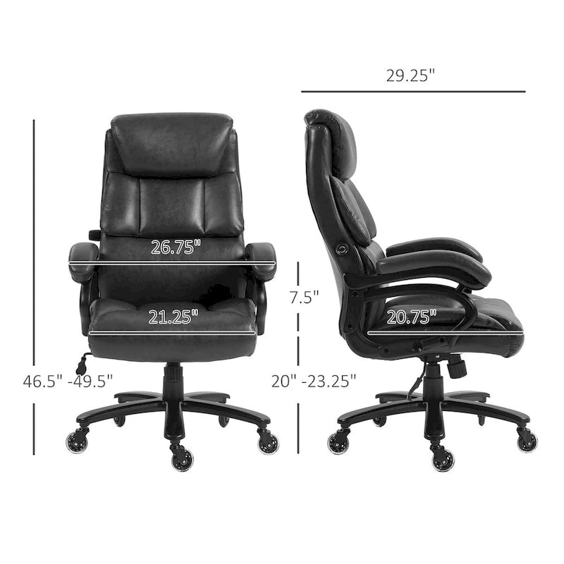 400lbs Big and Tall Executive Office Chair, PU Leather Computer Desk Chair with Adjustable Height