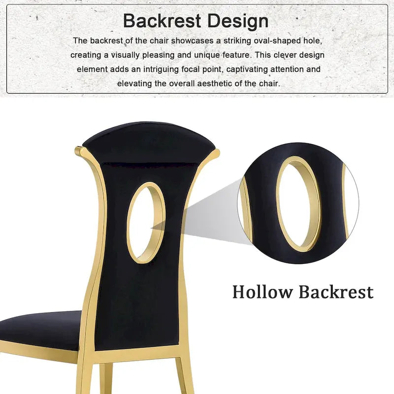 Luxury Black Velvet Dining Chairs with Polished Gold Legs