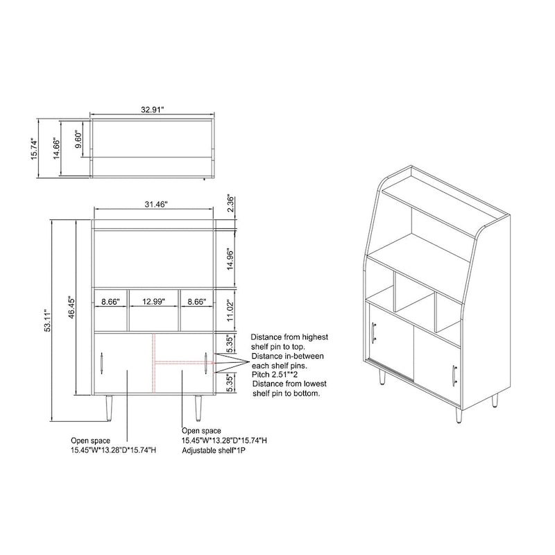 Contemporary Brown Multi-Storage Buffet