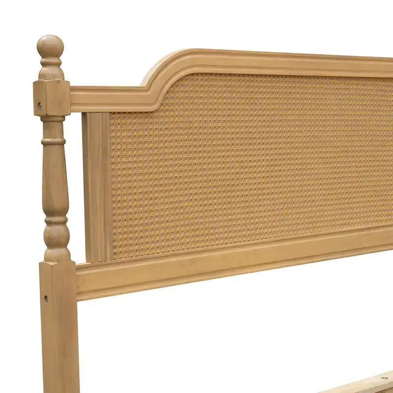 Struttura letto a piattaforma in stile tradizionale, in rattan, senza necessità di rete a molle